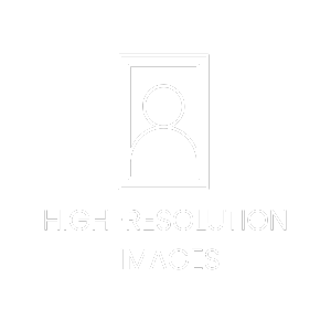 A white logo for a company called high resolution images.