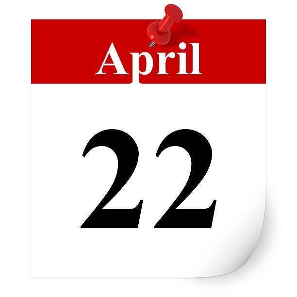 A calendar for april 22 with a red pin on it
