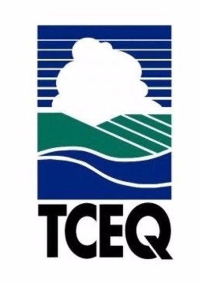 A logo for tceq with a cloud in the middle