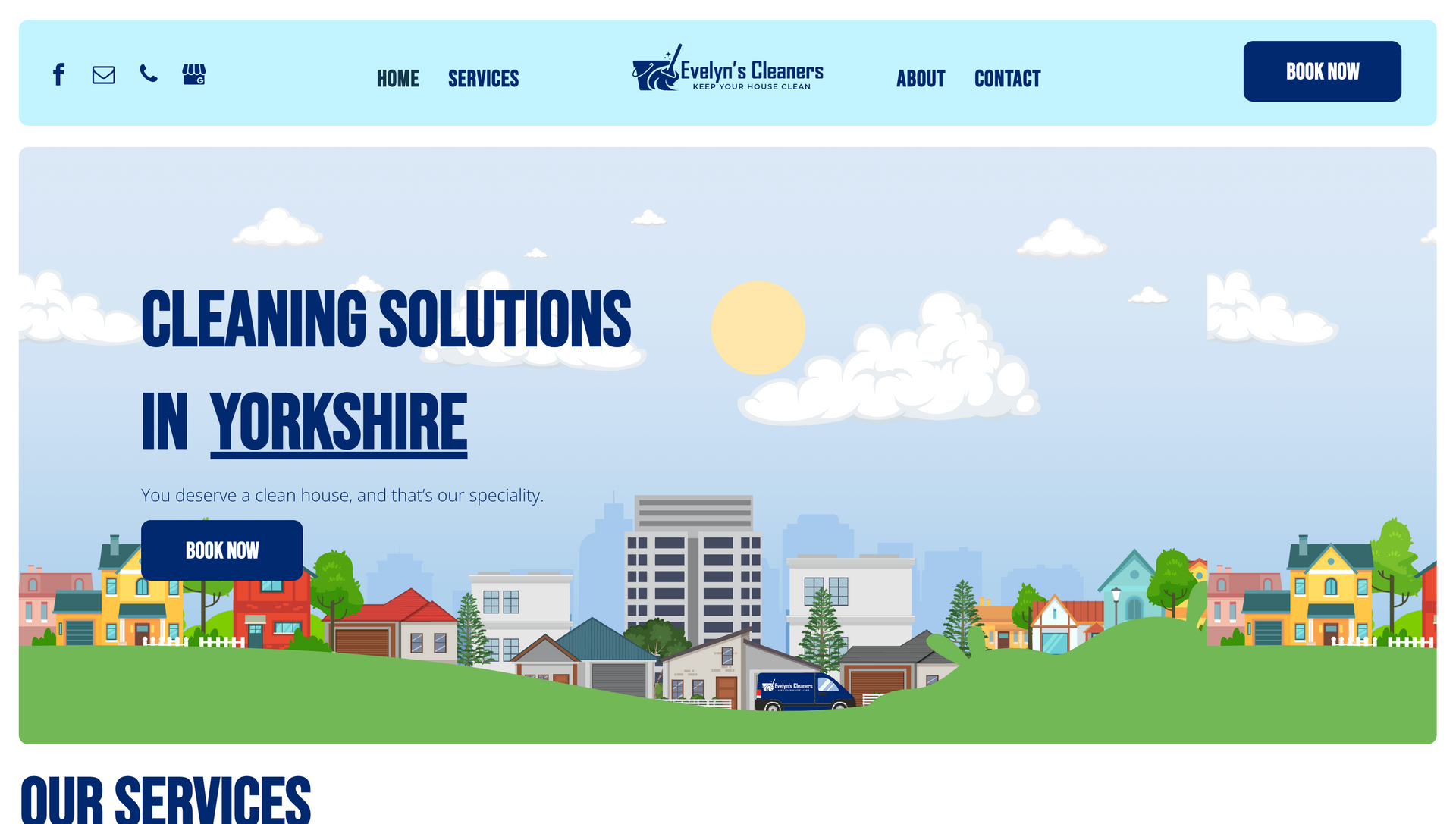 A screenshot of a website for cleaning solutions in yorkshire