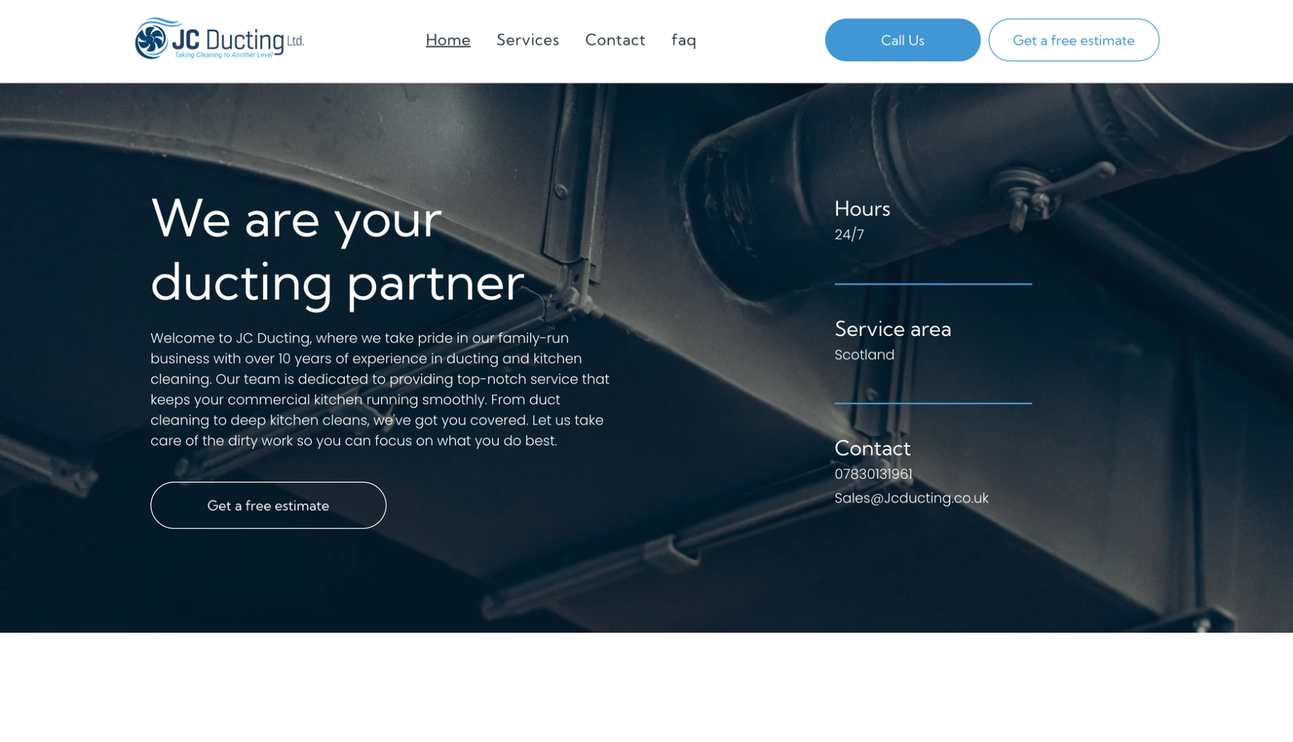 A screenshot of a website for a company called we are your ducting partner.