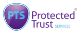 The logo for pts protected trust services is purple and blue