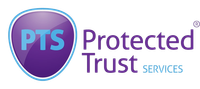 The logo for pts protected trust services is purple and blue