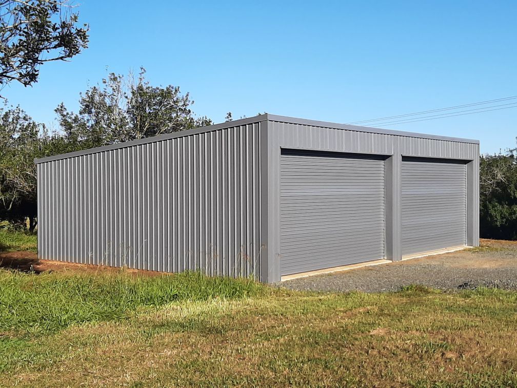 Light Grey Shed with Two Doors for Your Aussie Shed Kits — Shed Kits in Lismore, NSW
