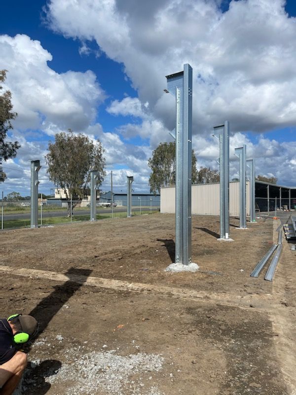 Steel Pillars Being Constructed for the Shed — Shed Kits in Byron Bay, NSW