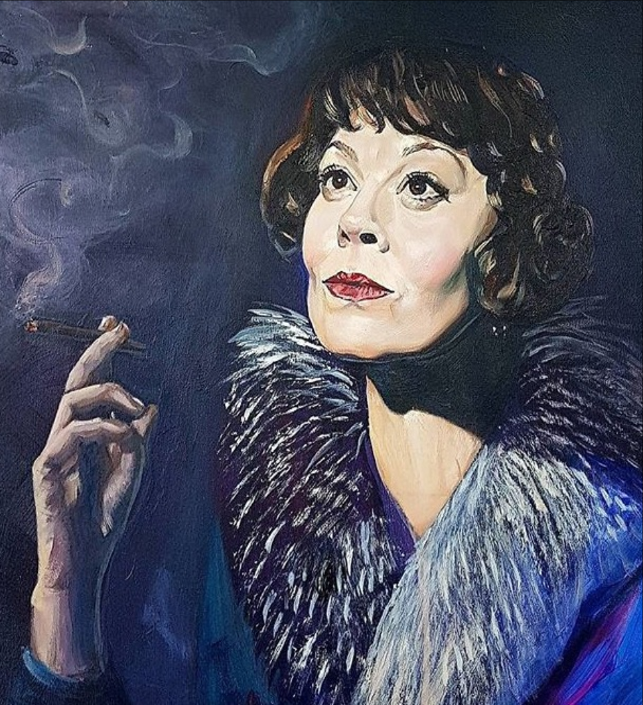 Lady smoking painting
