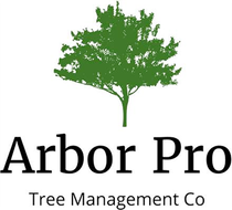 The logo for arbor pro tree management co. has a tree on it.