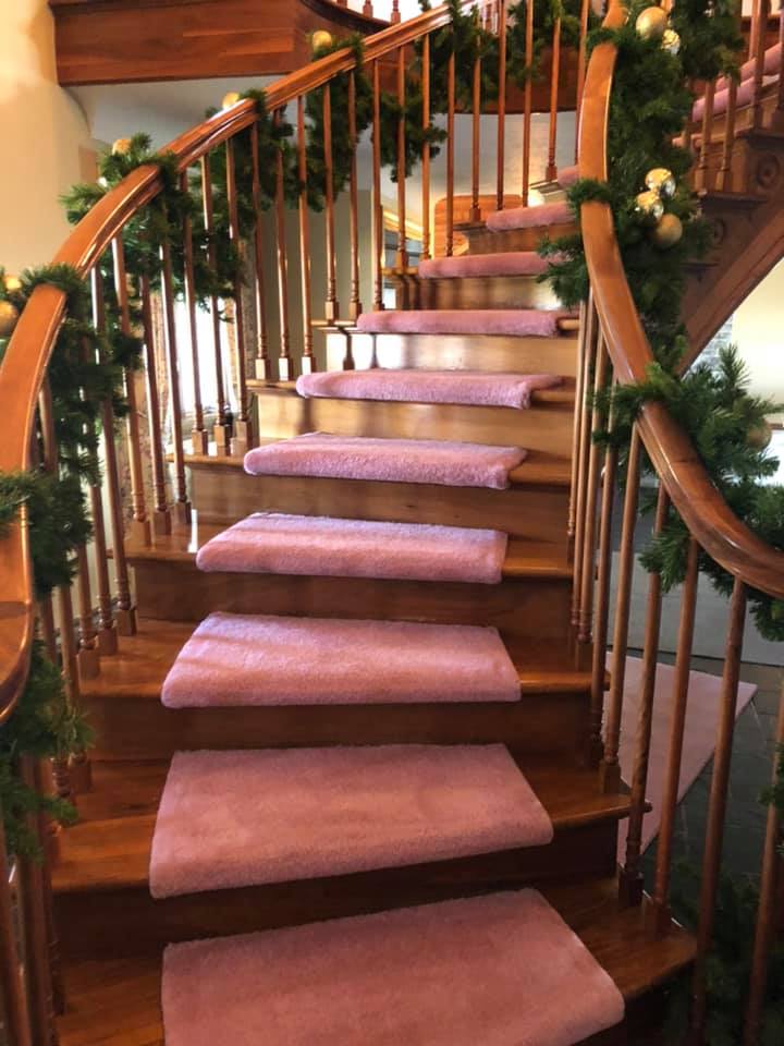 Pink Carpet On Stairs — Lancaster, OH — Ewing Steam Cleaning Inc.