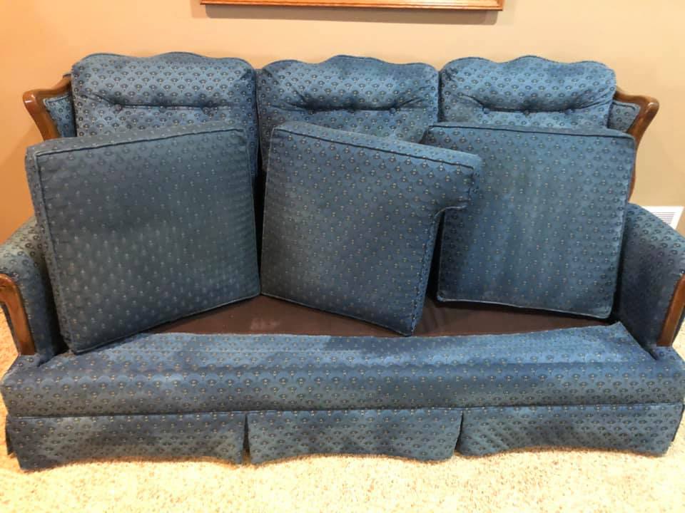 Large Blue Sofa — Lancaster, OH — Ewing Steam Cleaning Inc.