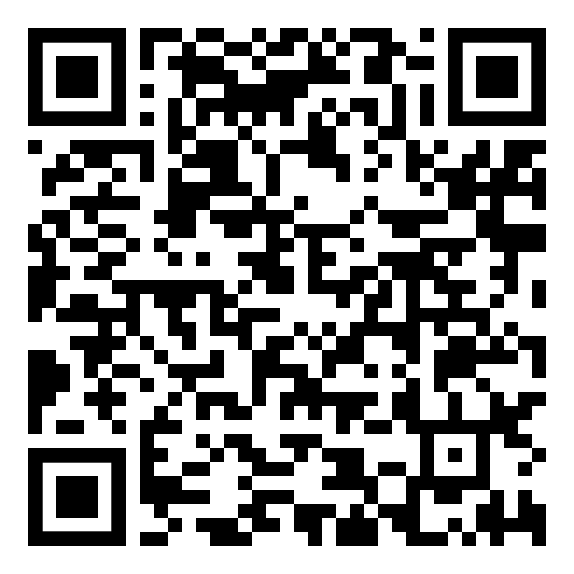 Ein schwarz-weißer QR-Code auf weißem Hintergrund.