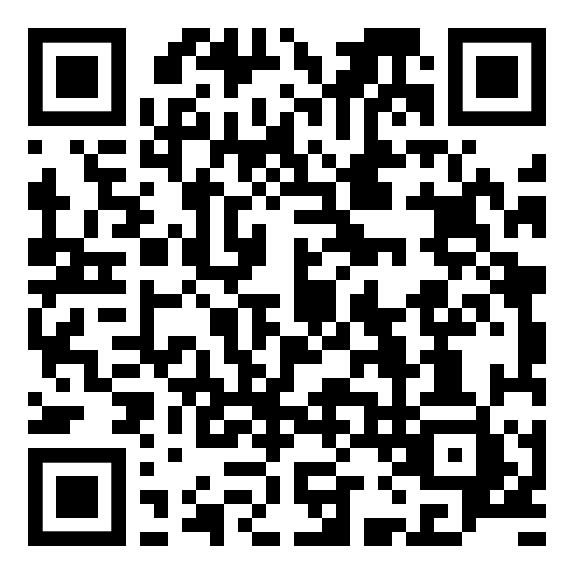 Ein schwarz-weißer QR-Code auf weißem Hintergrund.