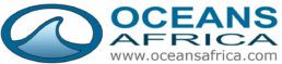 Logo for Oceans Africa: wave graphic in blue circle, text