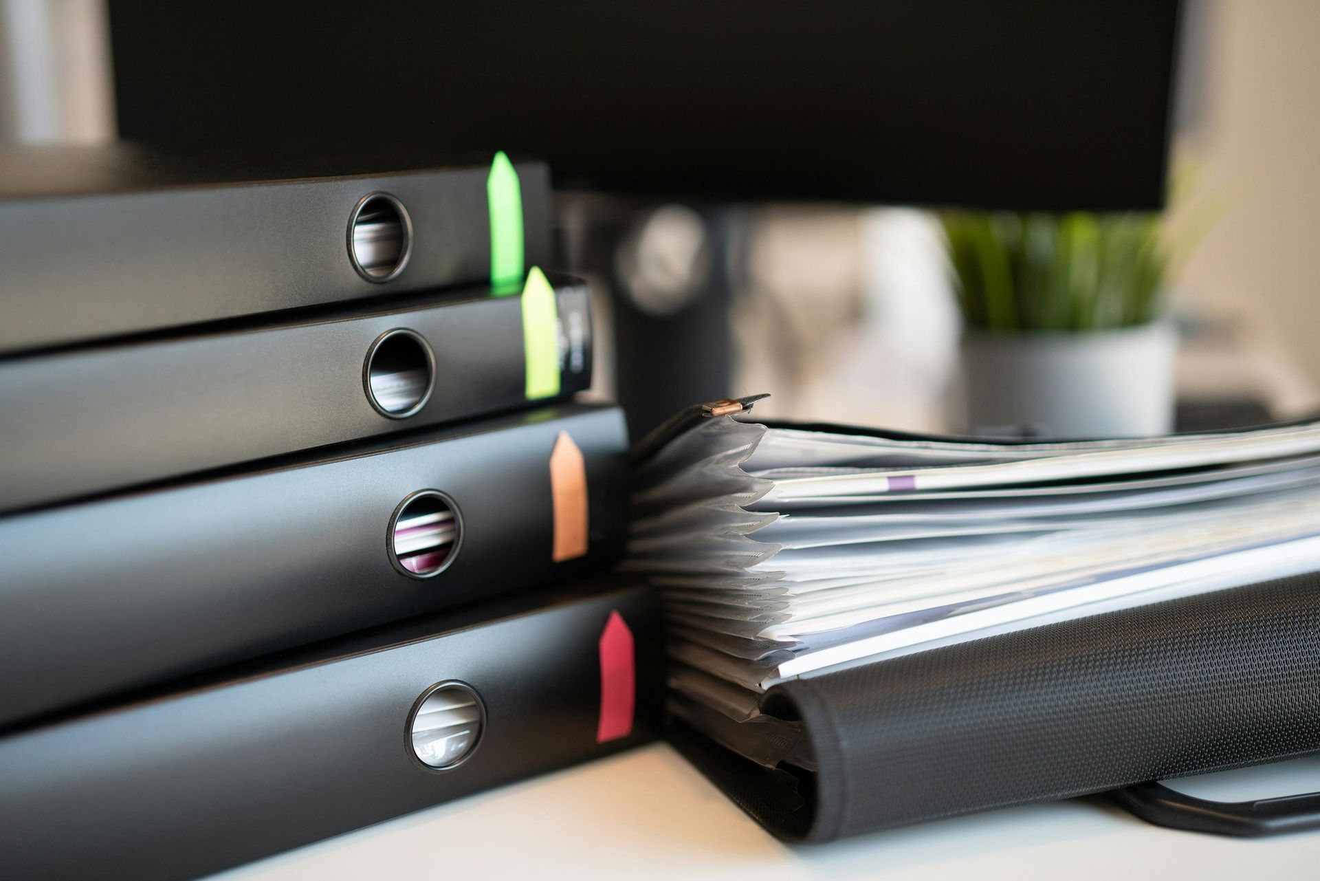Files and folders on a work desk