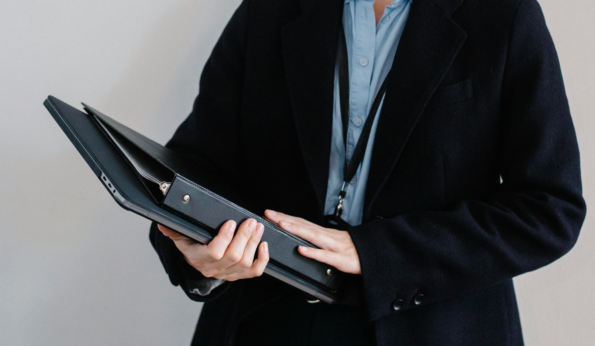 Secretary holding files