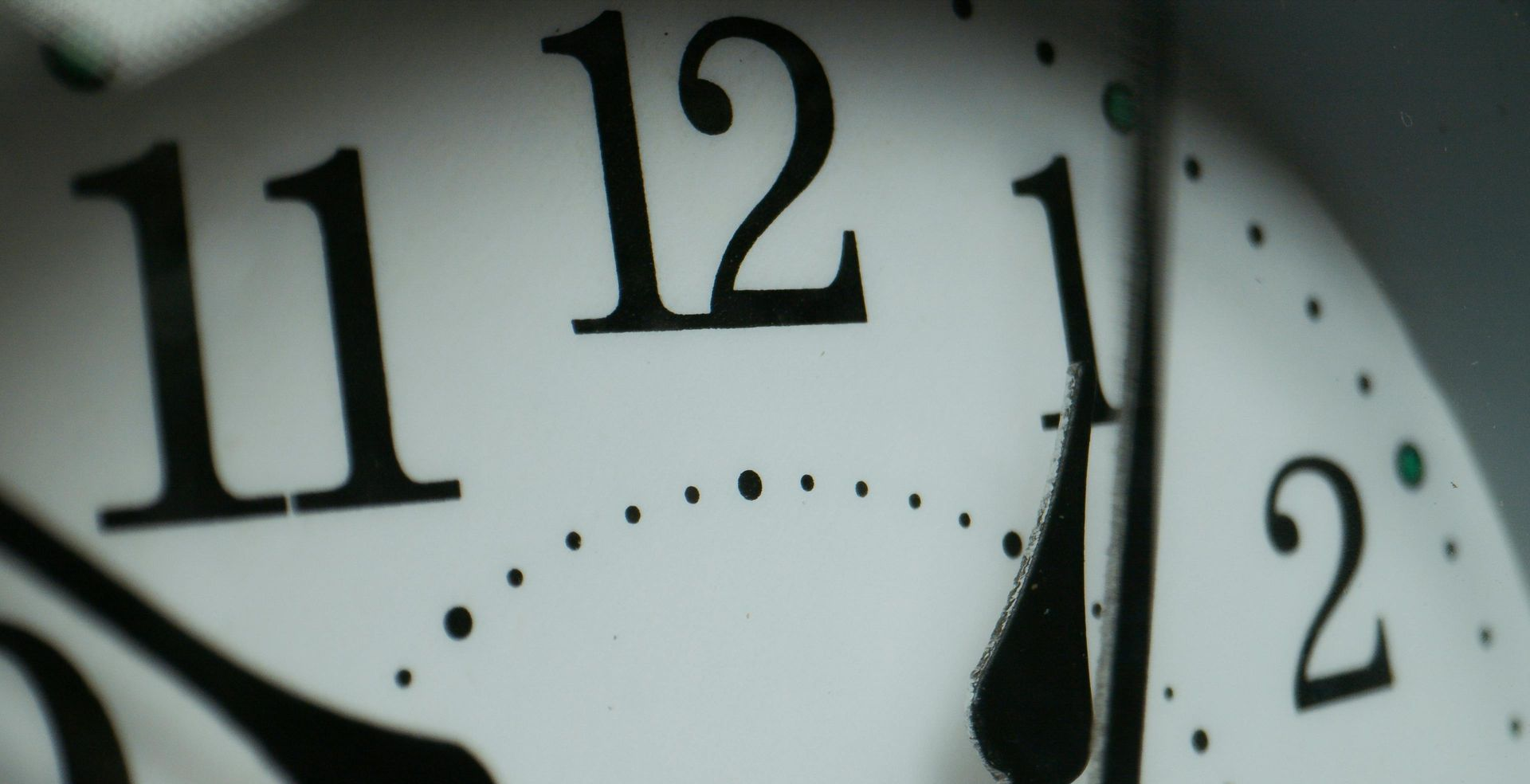 Close up view of the face of an analogue clock