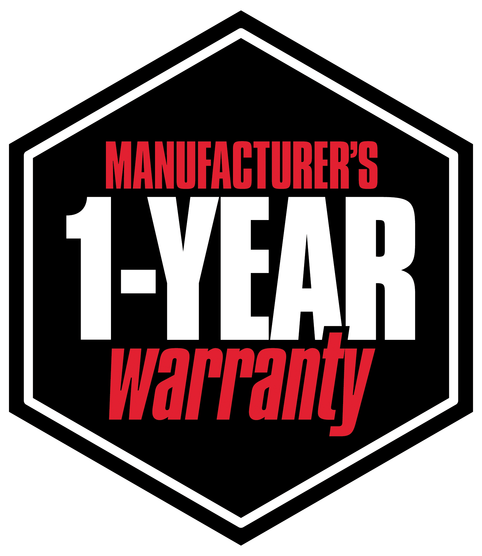 A logo for a manufacturer 's 1 year warranty.