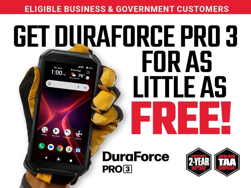 Preview graphic for DuraForce PRO 3 feature offer FREE for Business and Government industries