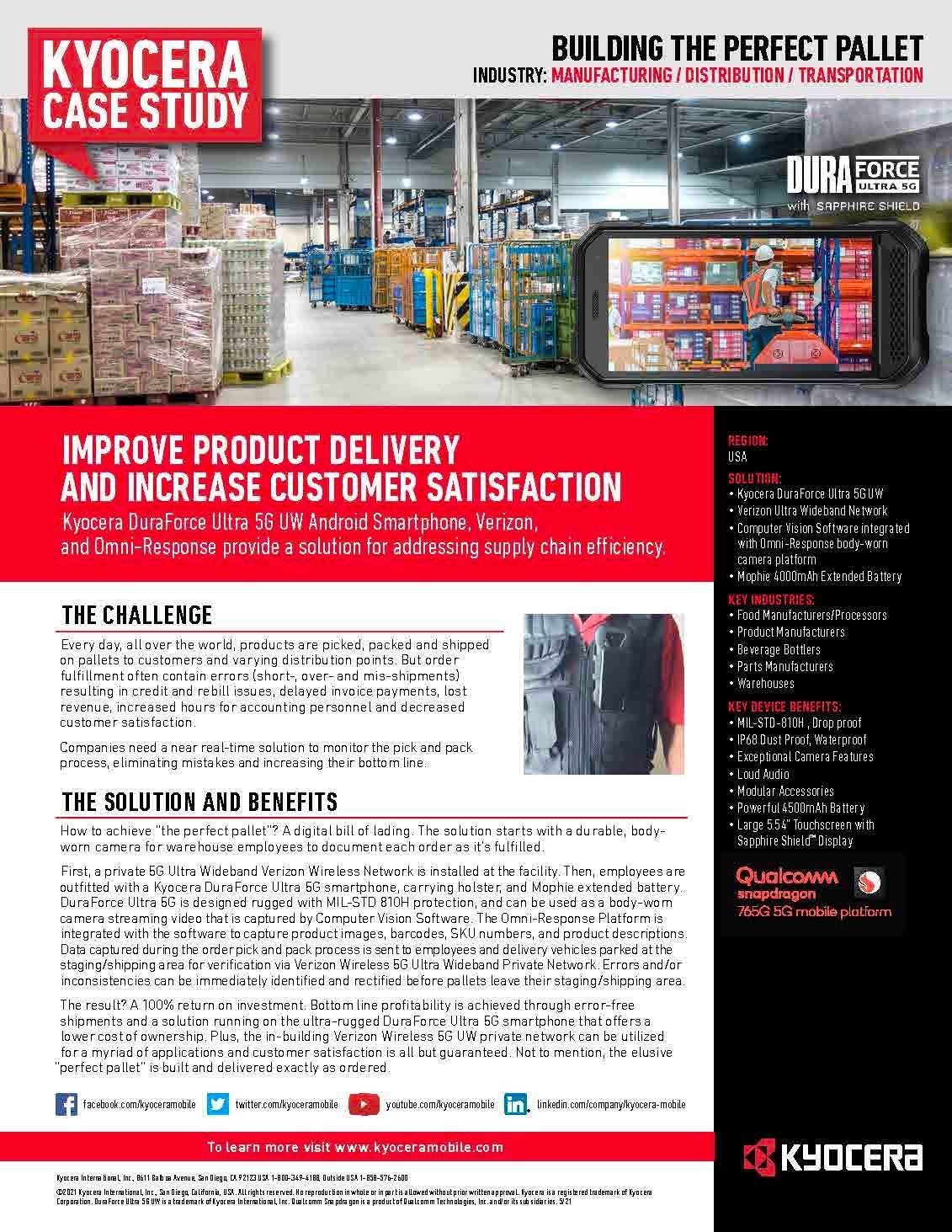 A case study for kyocera shows how to improve product delivery and increase customer satisfaction.