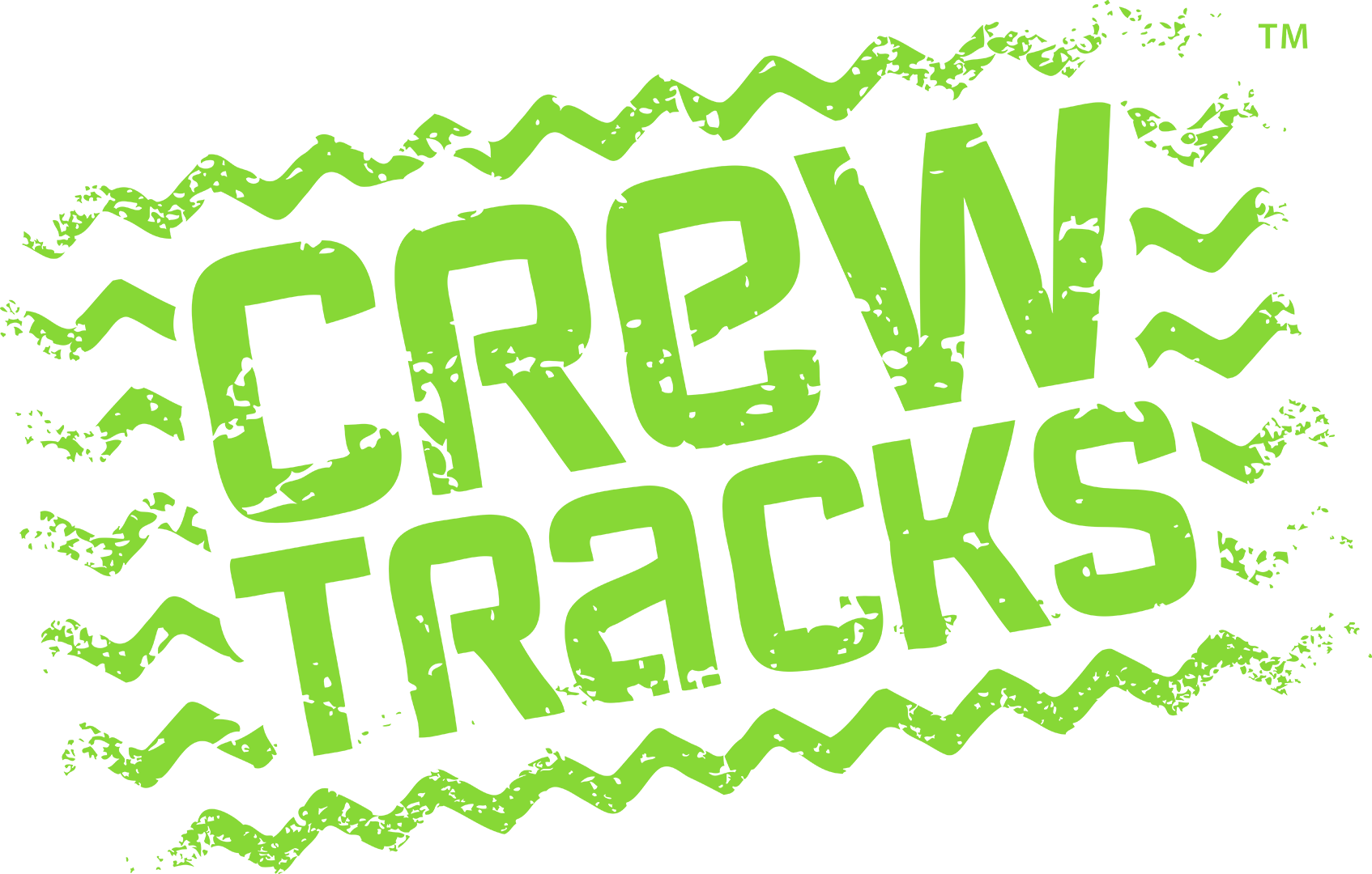 The logo for crew tracks is green and has a white background.