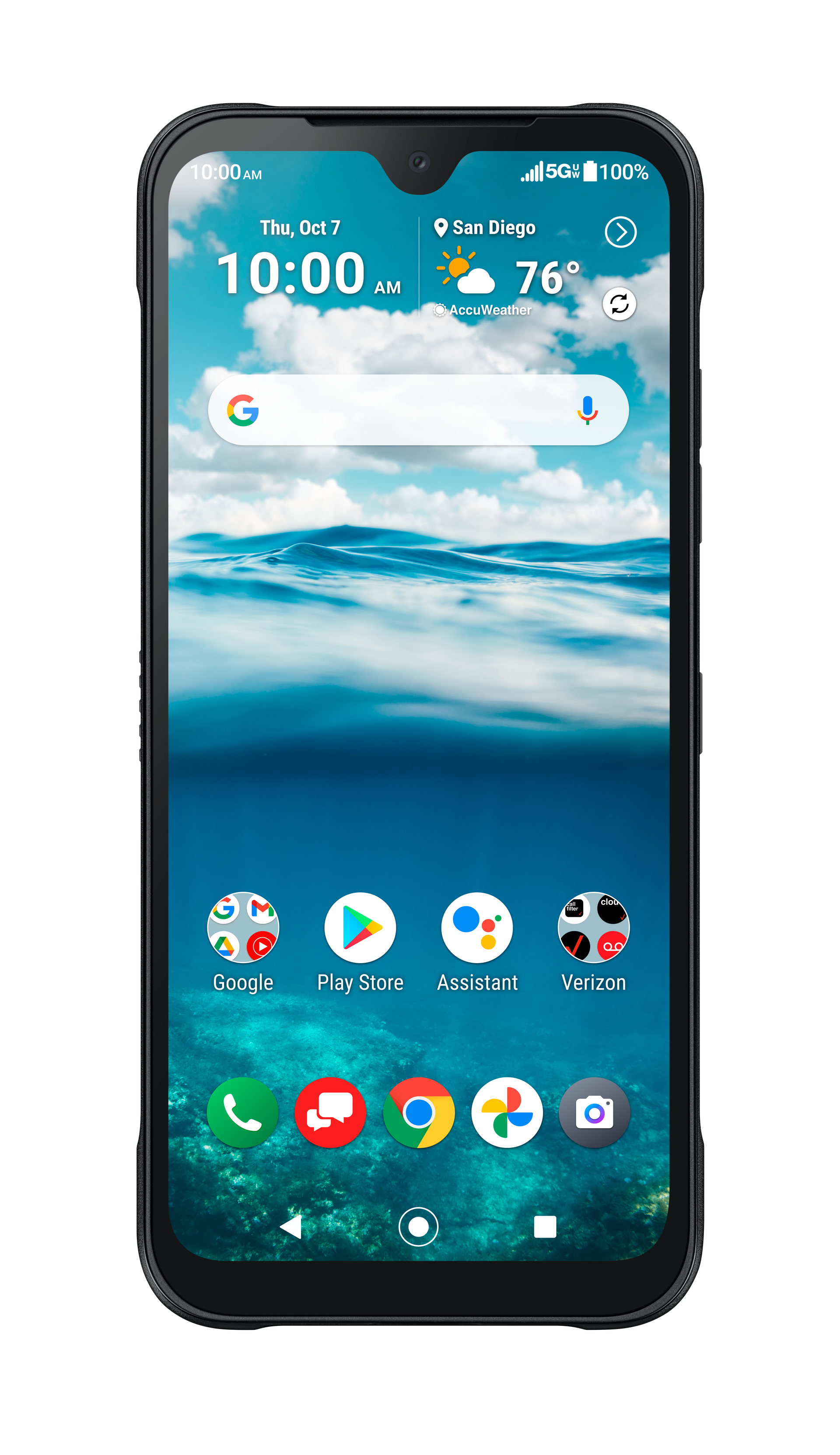 A kyocera flip phone shows the time as 1:00