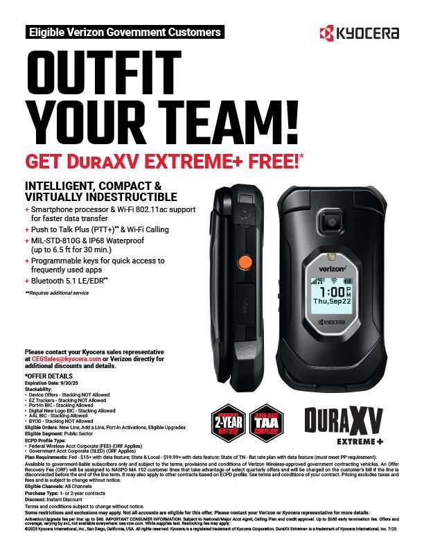 An advertisement for a flip phone that says `` outfit your team ! ''