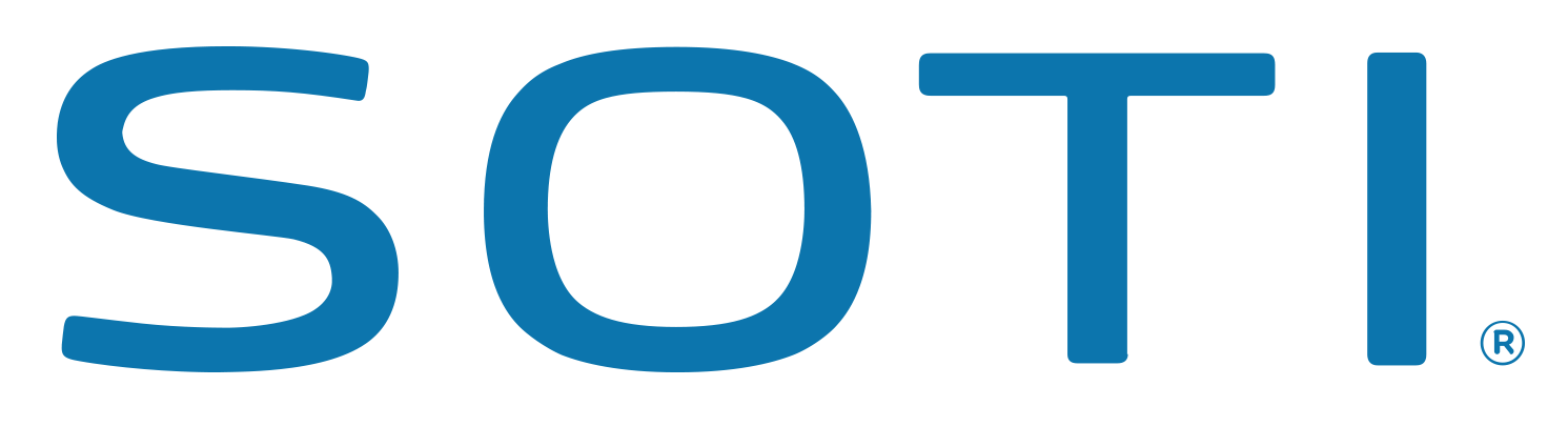 The word soti is written in blue letters on a white background.