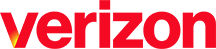 The verizon logo is black and red on a white background.