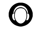 A black and white icon of a person wearing headphones.