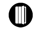A black and white logo with three bars in a circle on a white background.