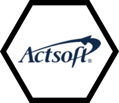 The actsoft logo is in a hexagon on a white background