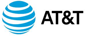 A blue and white at & t logo on a white background