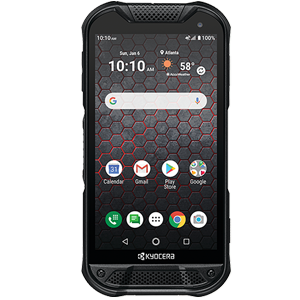 A black cell phone with a honeycomb pattern on the screen.