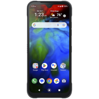 A cell phone with the time of 1:23 on it