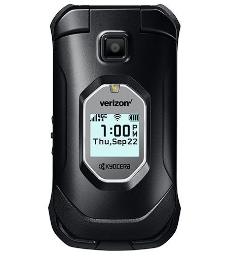 A verizon flip phone shows the time as 1:00