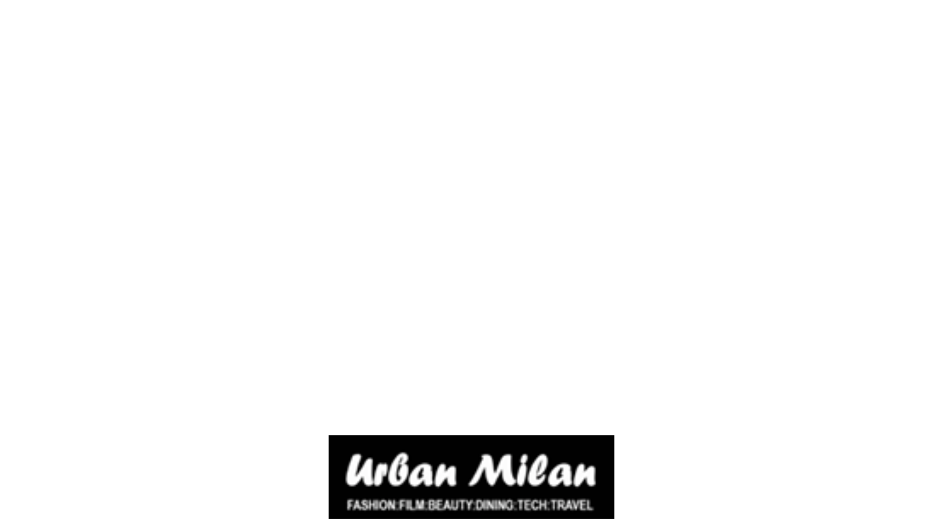 A black and white logo for urban milan on a white background.