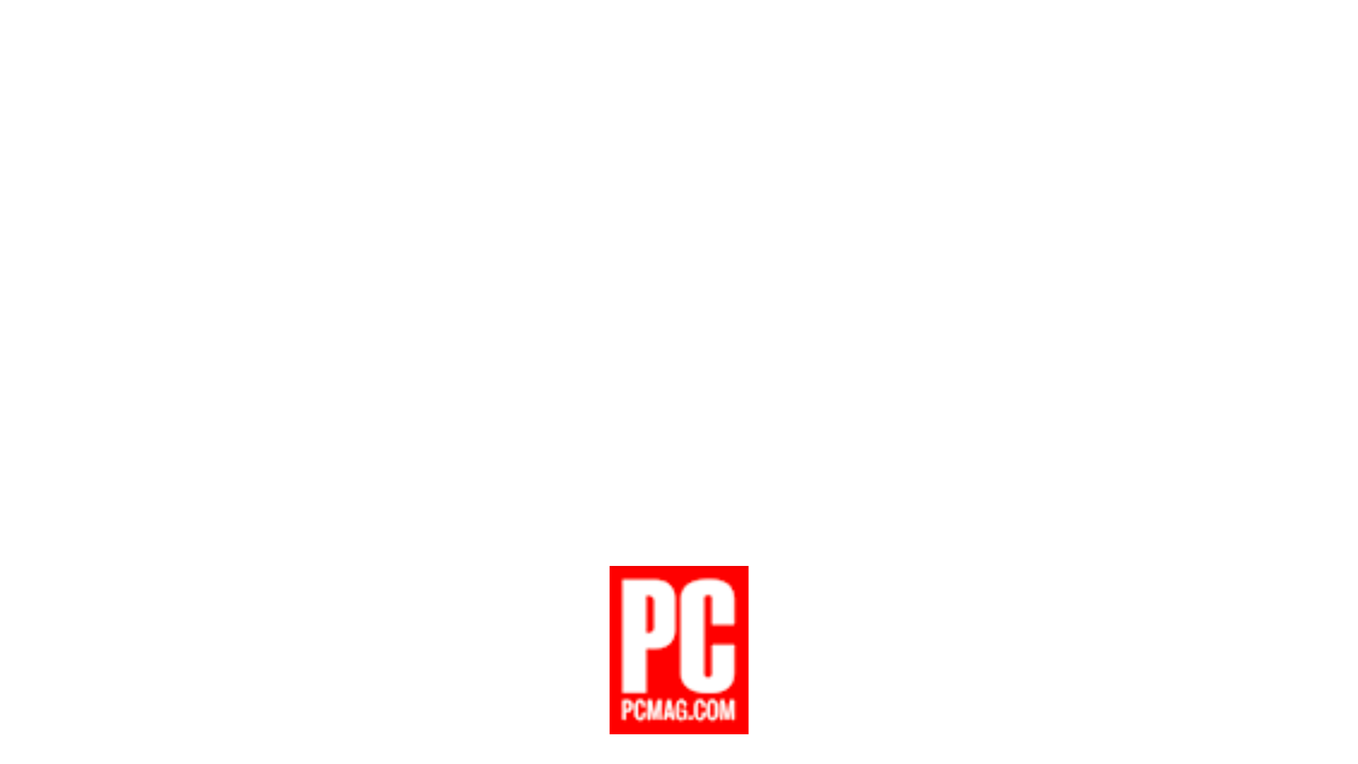 A white background with a red pc logo on it