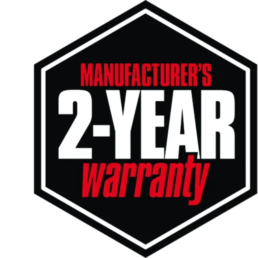 A logo that says manufacturer 's 2 year warranty