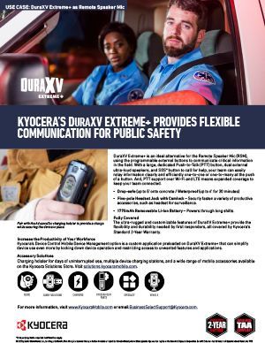 A brochure for kyocera 's duraxv extreme provides flexible communication for public safety.