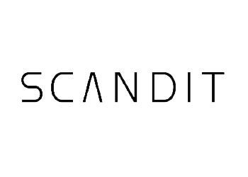 A black and white logo for scandit on a white background.