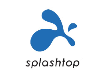 A blue splashtop logo on a white background