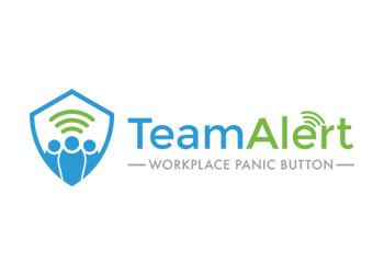 The logo for team alert is a workplace panic button.