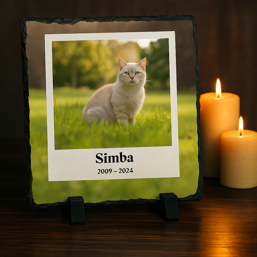 Leisteen gedenktegel kat