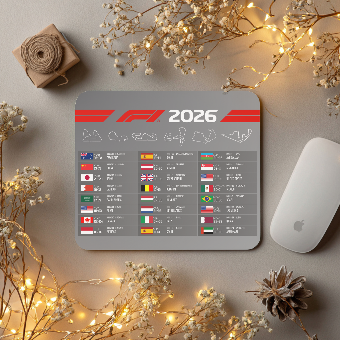Muismat formule 1 2026 kalender