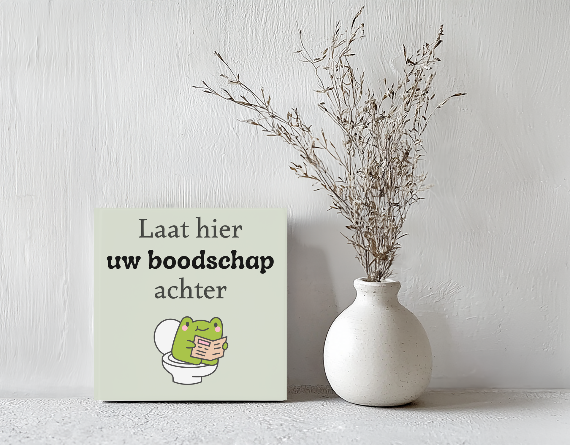 Tegeltje kikker boodschap steen