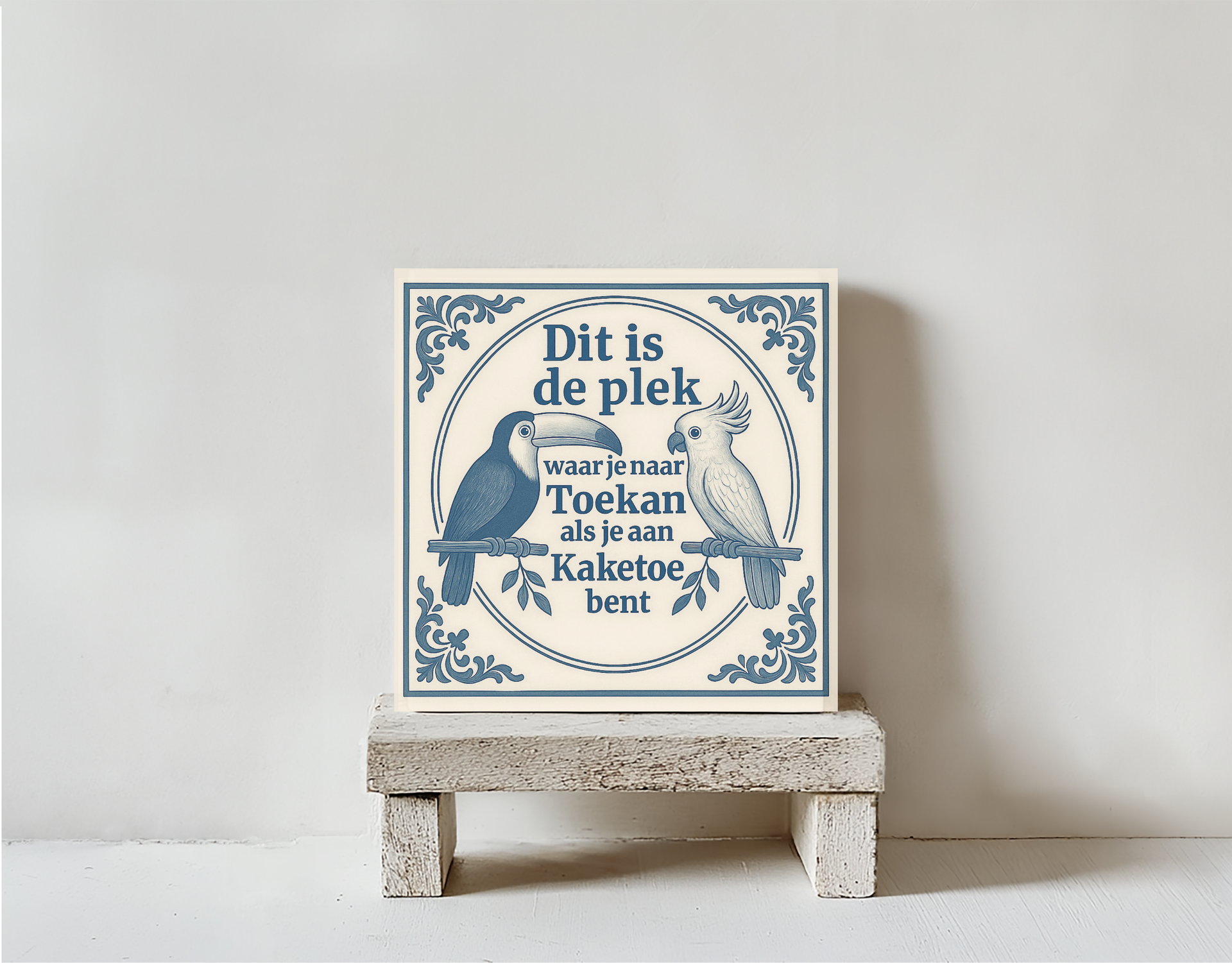 Tegeltje kaketoe blauw steen