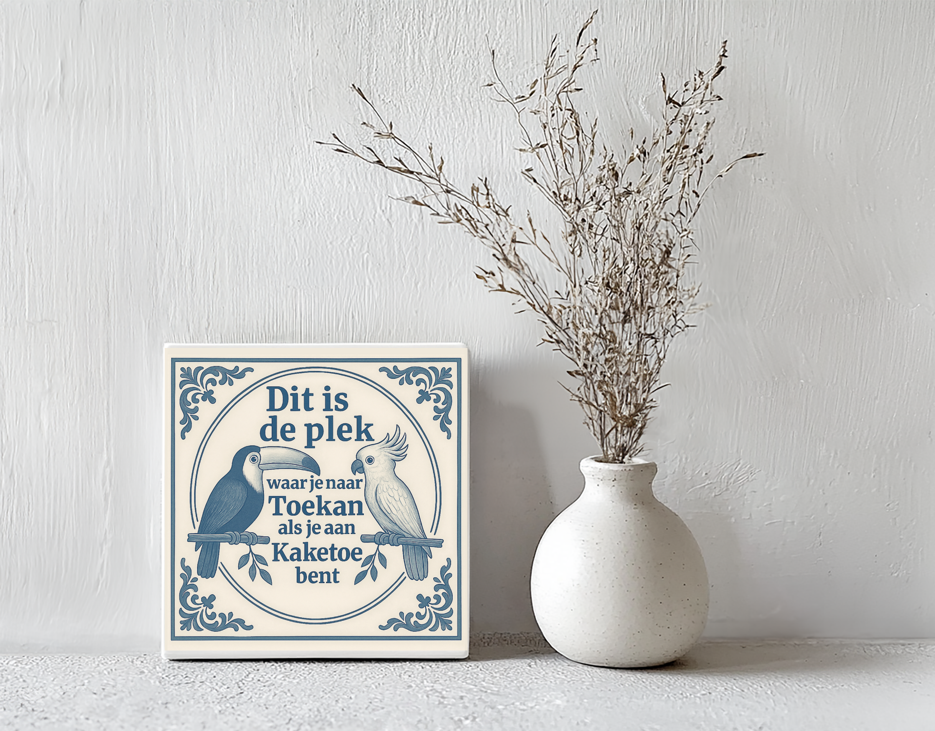 Tegeltje kaketoe blauw steen