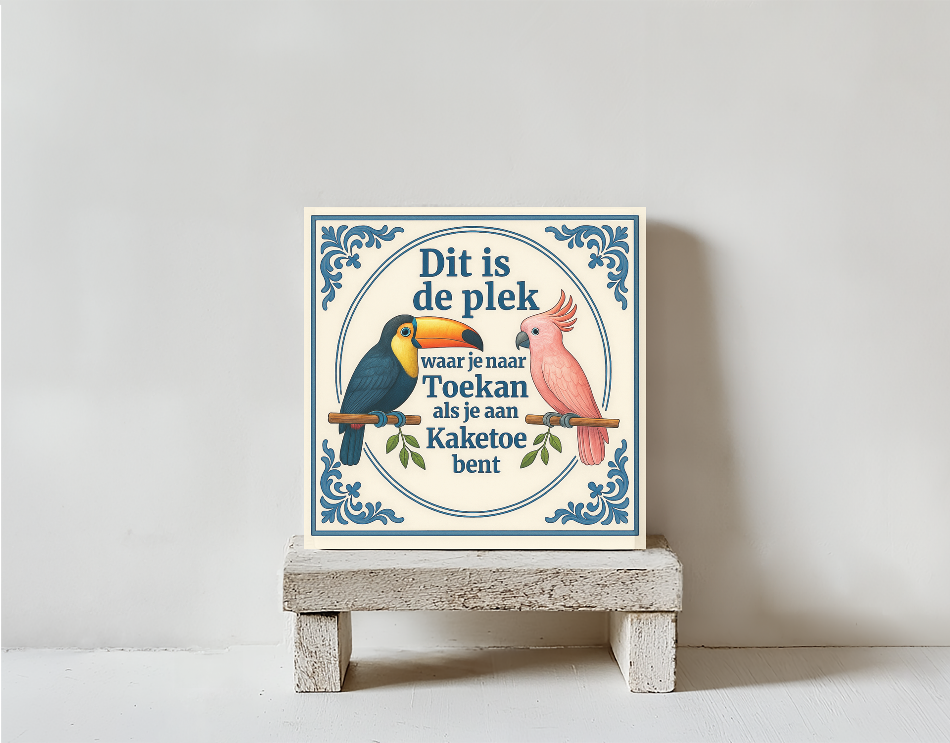 Tegeltje kaketoe kleur steen