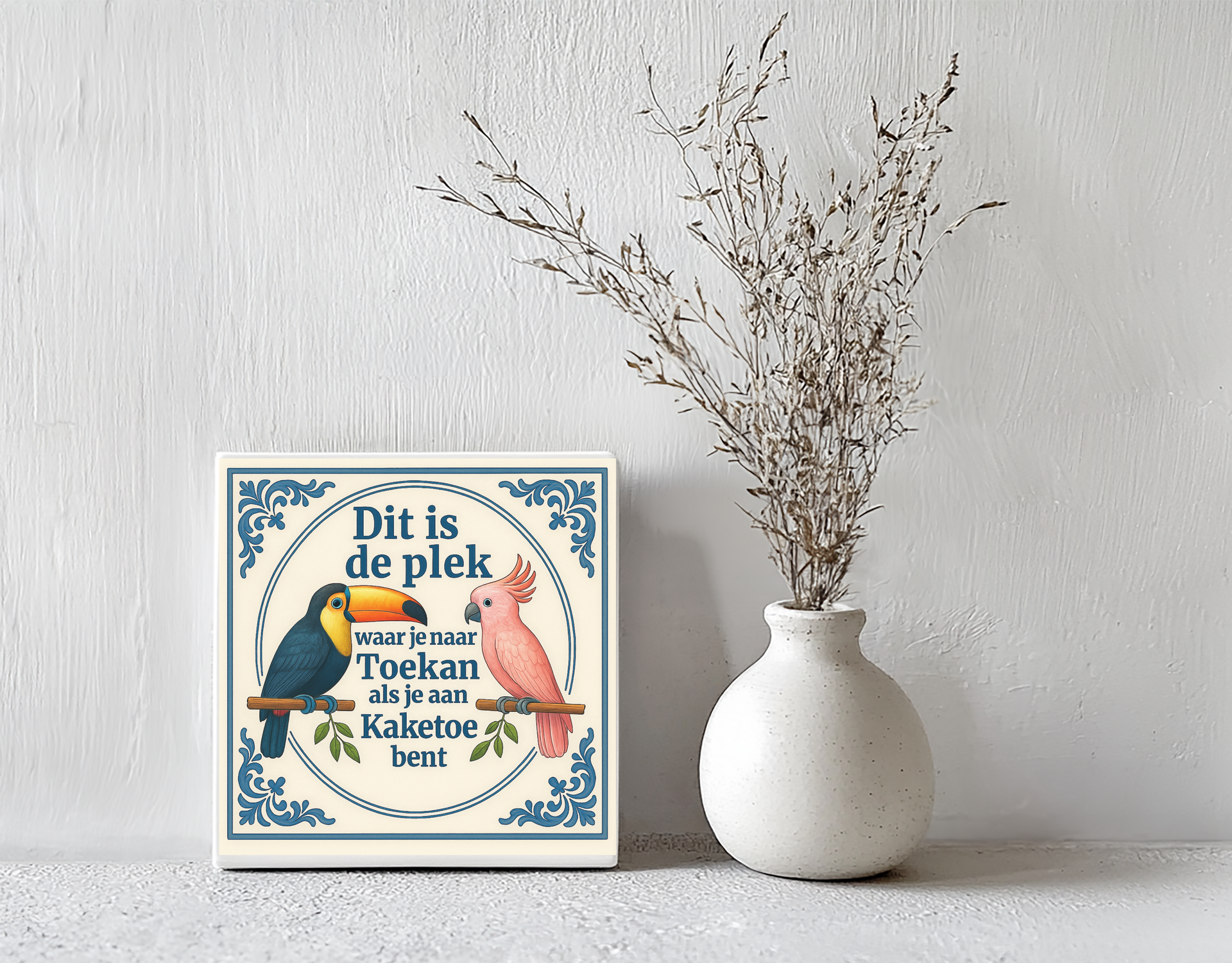 Tegeltje kaketoe kleur steen