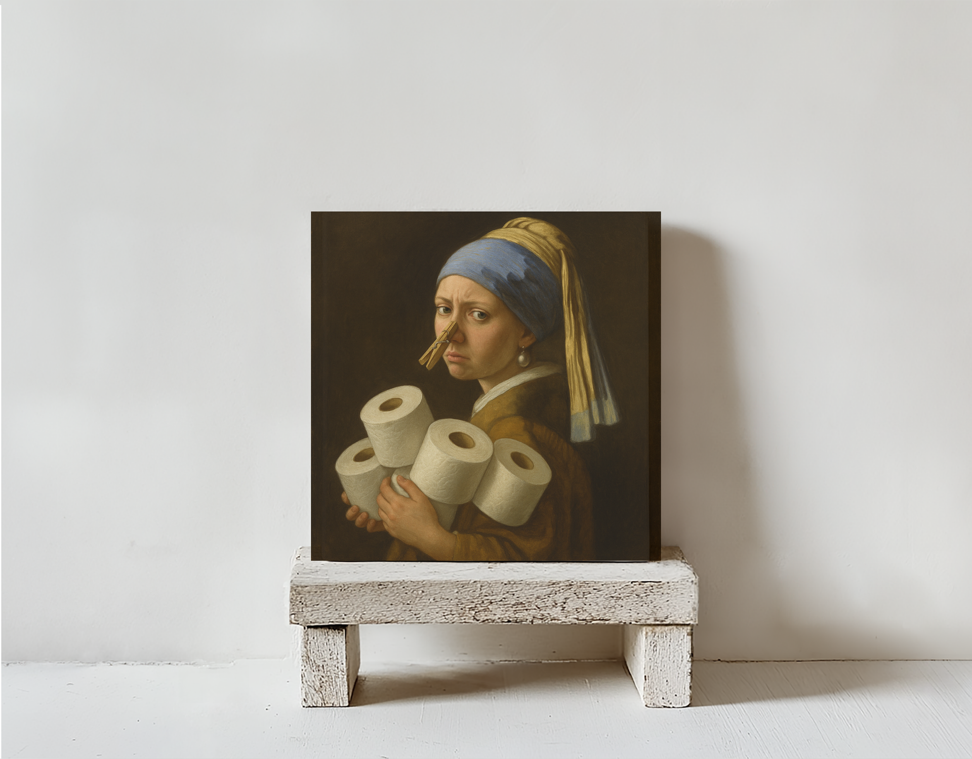 Tegeltje meisje met wc rollen steen