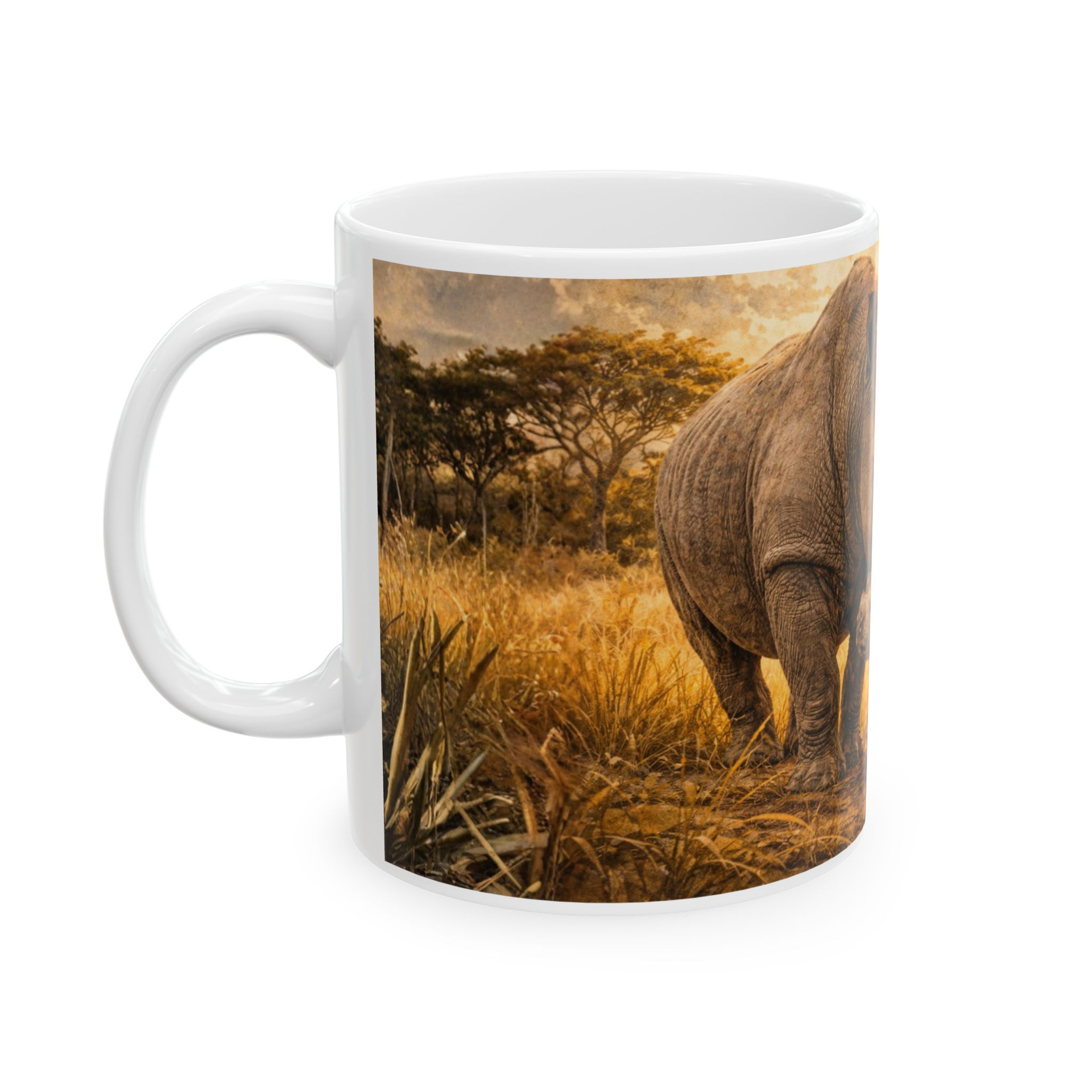 Neushoorn en Kalf Natuur Mok